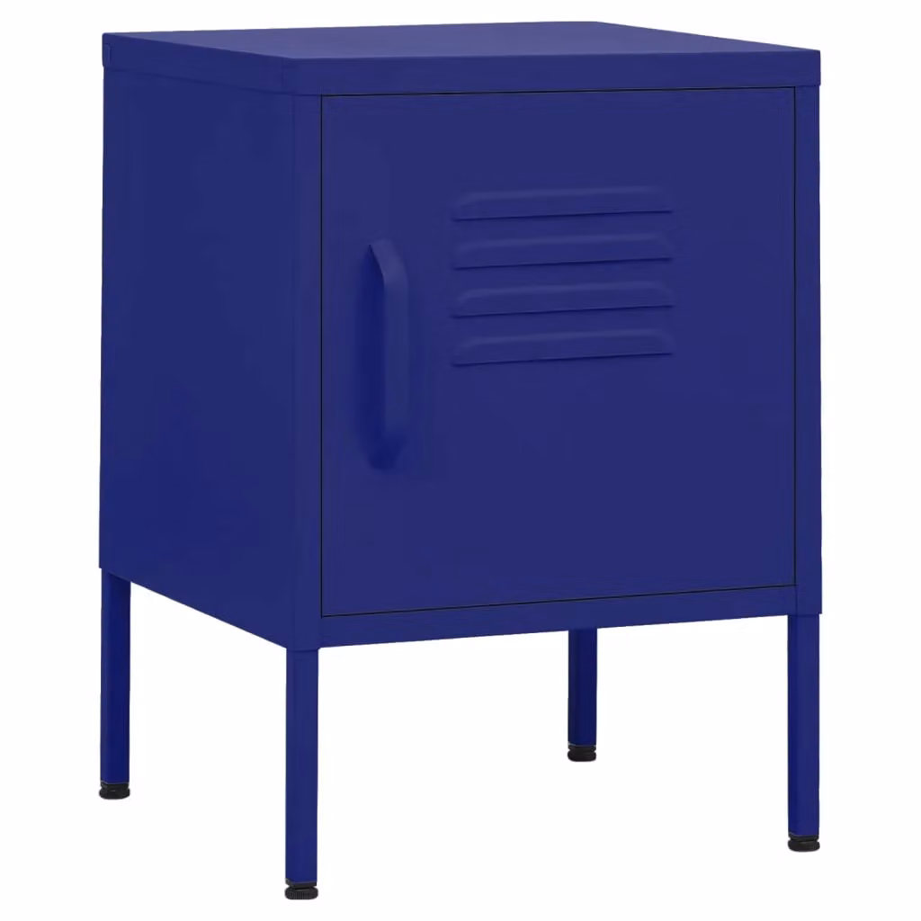 Berkfield Home Modern Metal Nightstand in Matt Blue, W/D/H: 35 x 35 x 51 cm – 2