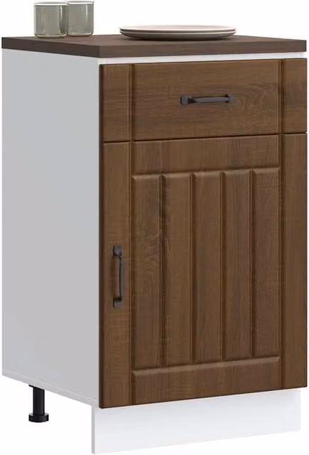 Berkfield Home Lucca Freestanding Kitchen Sink Base Cabinet in Brown Oak Matt MDF