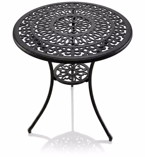 Centurion Positano Cast Aluminium Garden Bistro Table in Black with Parasol Hole