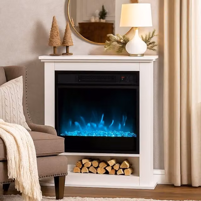 HOMCOM 1800W White Electric Fire with Remote and Timer for your Living Room