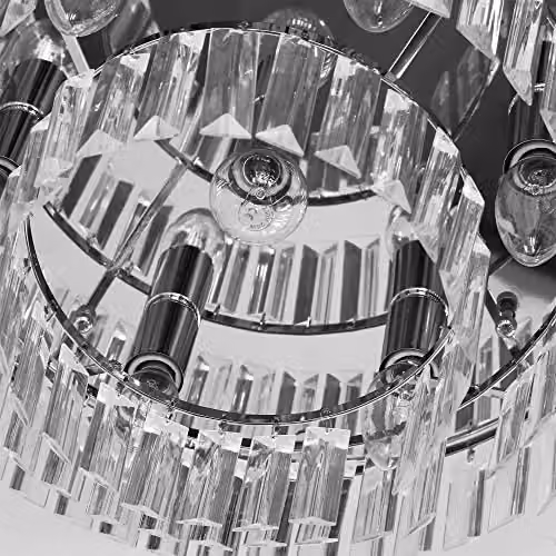 HOMCOM Set of 2 Modern Crystal Ceiling Lights in Silver with E14 Fittings – 4