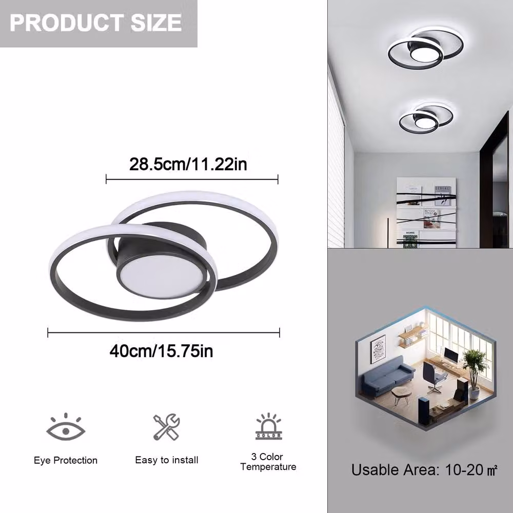Pheashine 40W LED Ceiling Light in Black with Remote Control and Dimmable CCT Settings – 2