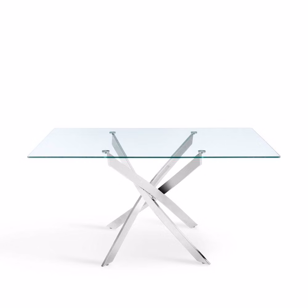 Home Detail Lila Rectangular Glass Dining Table with Silver Legs, Width: 120 cm – 2