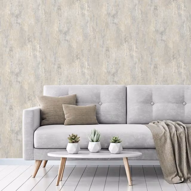 Grandeco Vincenzo Off-White Distressed Luxury Italian Plaster Vinyl Wallpaper