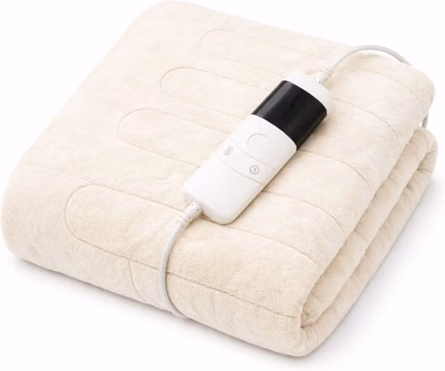 Marco Paul Electric Heated Fleece Throw Blanket in Beige with 10 Heat Settings, W/D/H: 160 x 120 x 120 cm – 1
