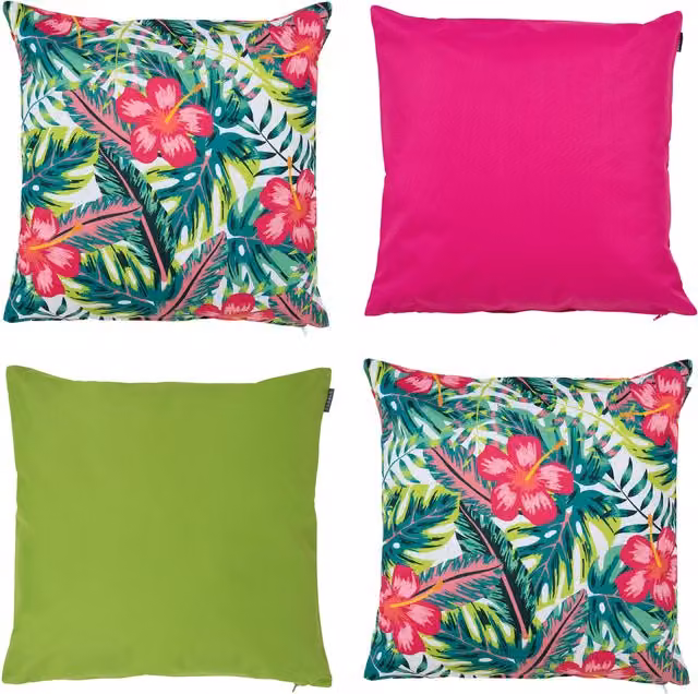 ICON Tropical Print Outdoor Cushion Set of 4 - White and Multicolour Floral Square Cushions