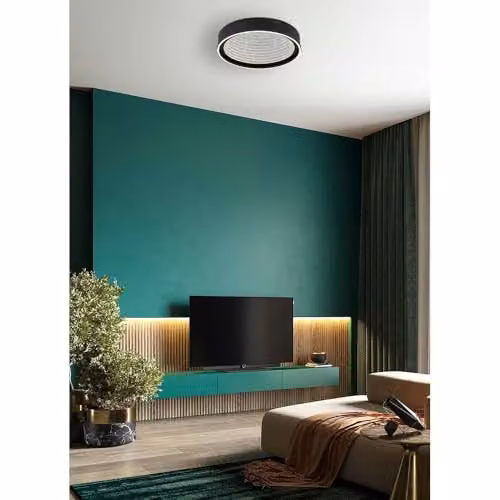 Globo Lighting Mirrora Modern LED Ceiling Light in Black and Transparent Glass with Remote Control and Dimmer, Diameter: 40 cm – 2