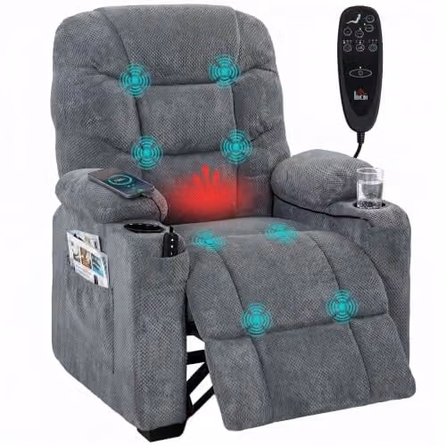 HOMCOM Electric Massage Recliner Armchair with Vibration and Heat in Dark Grey – 1