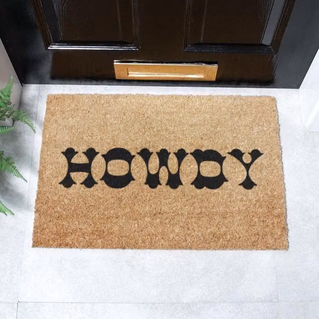 Artsy Mats Humorous Cowboy Howdy Text Doormat in Black and Brown, W/D: 60 x 40 cm – 1