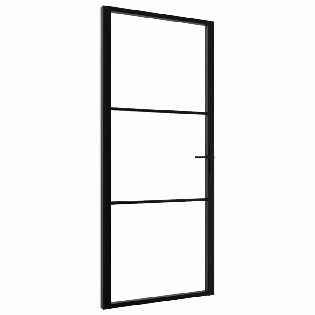 Berkfield Modern Interior Door with ESG Glass and Aluminium in Black, W: 102.5 cm, H: 201.5 cm – 2
