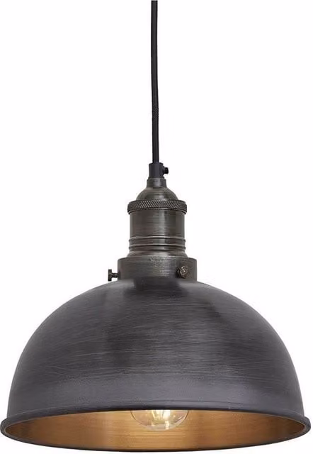 Industville Brooklyn Dome Pendant Light in Grey Metal, Diameter: 20.32 cm