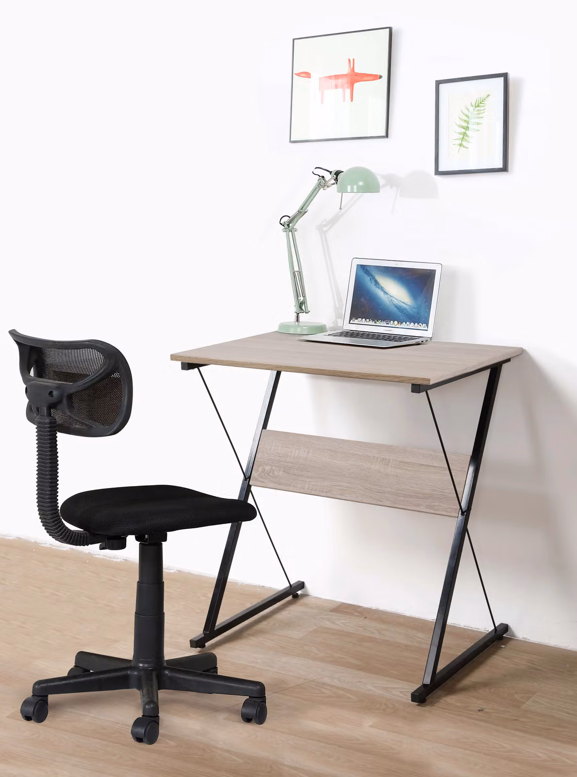 Nordlys Industrial Wood Computer Desk in Beige and Black – 2