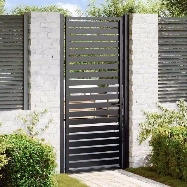Berkfield Home Lockable Aluminium Garden Gate in Black, W: 100 cm, H: 200 cm
