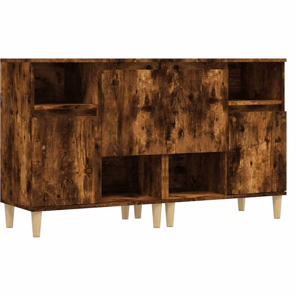 Berkfield Home Set of 2 Smoked Oak Sideboards in Brown, Engineered Wood, W/D/H: 60 x 35 x 70 cm – 2