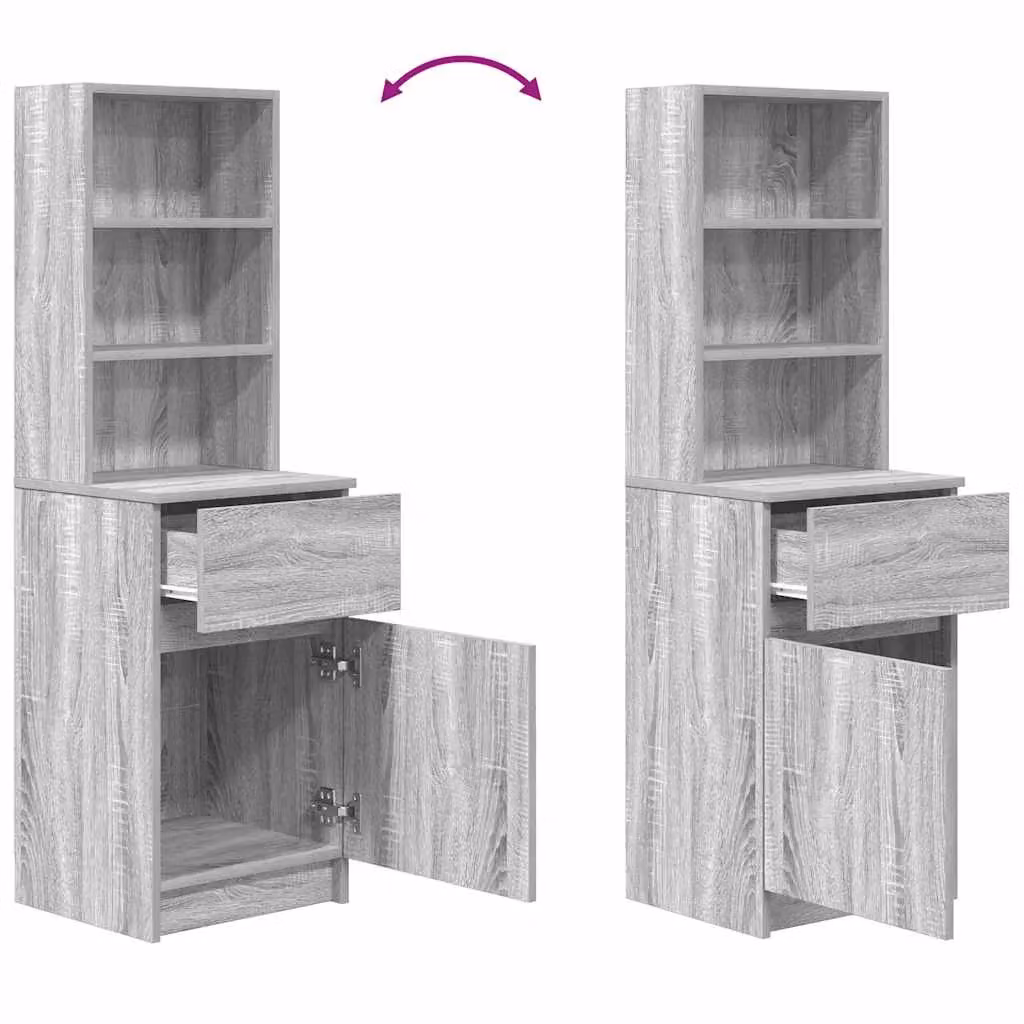 Berkfield Home Grey Sonoma Bedside Cabinet with Hinged Doors and Internal Shelves, W/D/H: 39 x 35 x 125 cm – 3