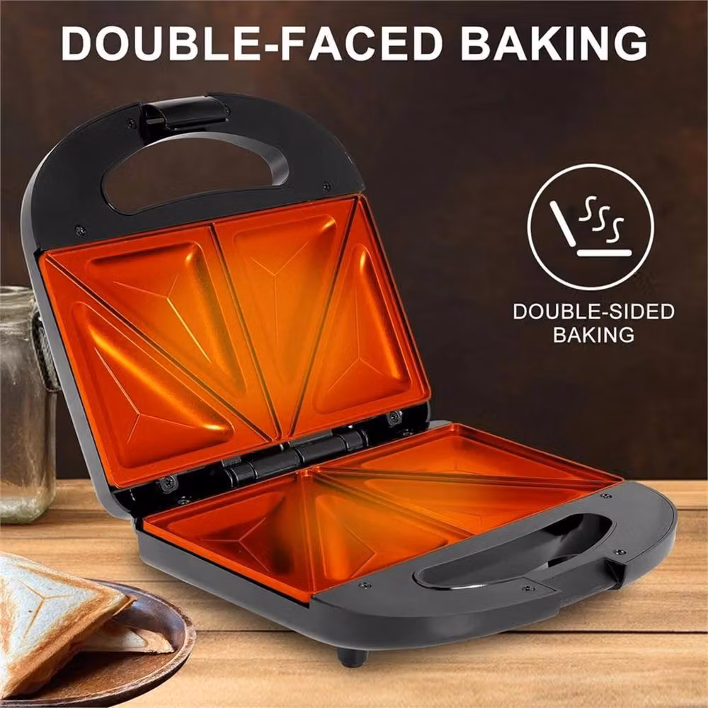 VOGREX 750W Non-Stick 2 Slice Sandwich Maker and Easy Clean Toaster in Black – 4