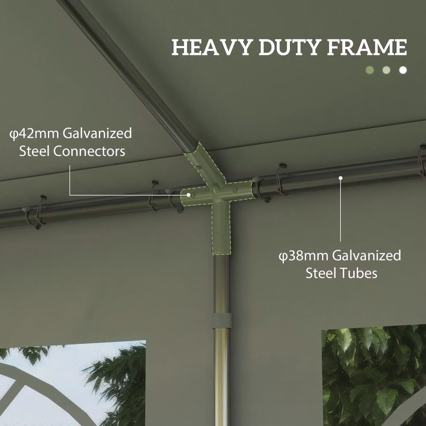 OUTSUNNY White Garden Gazebo Marquee Party Wedding Tent and Carport Shelter, W/D/H: 400 x 400 x 280 cm – 3