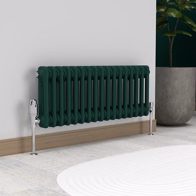 Lux Heat Horizontal Column Radiator in Green, W: 30.0 cm, H: 78.5 cm