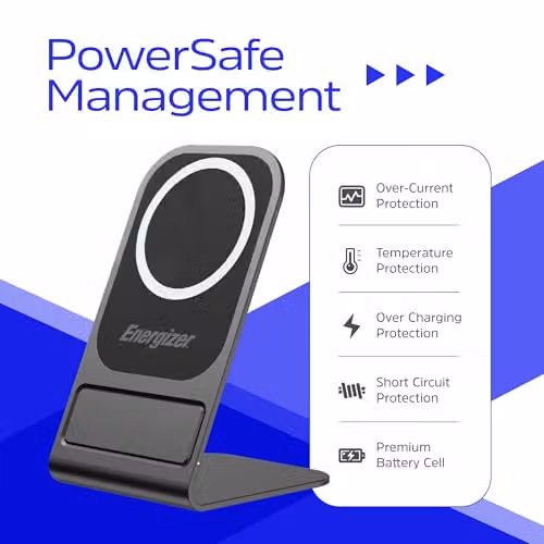 Energizer Black QI Wireless Charging Stand 15W with USB-C – 8