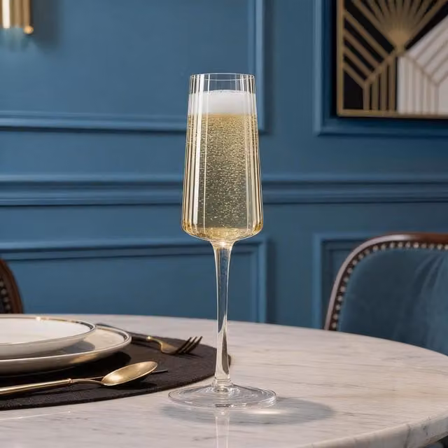 Argon Tableware Lead-Free Crystal Champagne Flutes, 260ml, Pack of 6, Clear