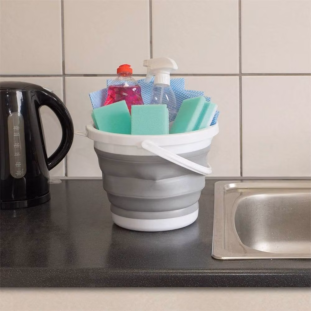 NESTLUNE 5L Collapsible Home and Garden Bucket in Grey, W/D/H: 100 x 15 cm – 4