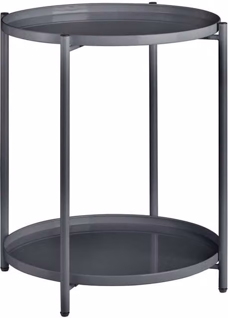 tectake Round Side Table in Minimalist Design with Height-Adjustable Feet, Grey, W/D/H: 45.5 x 45.5 x 53 cm – 5