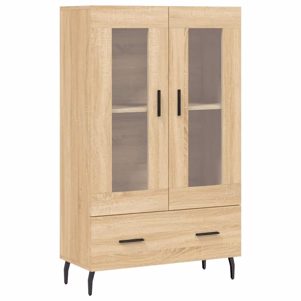 Berkfield Home Sonoma Oak Highboard in Brown with Glass Doors, W/D/H: 69.5 x 31 x 115 cm – 2