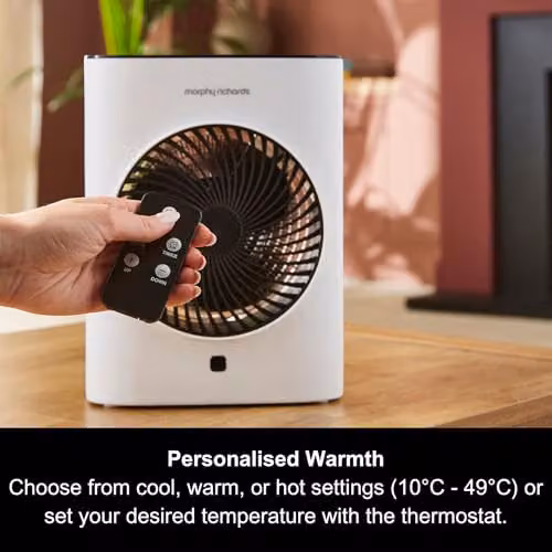 Morphy Richards HeatFlux 2kW Upright Fan Heater with Remote Control and Thermostat, White – 4