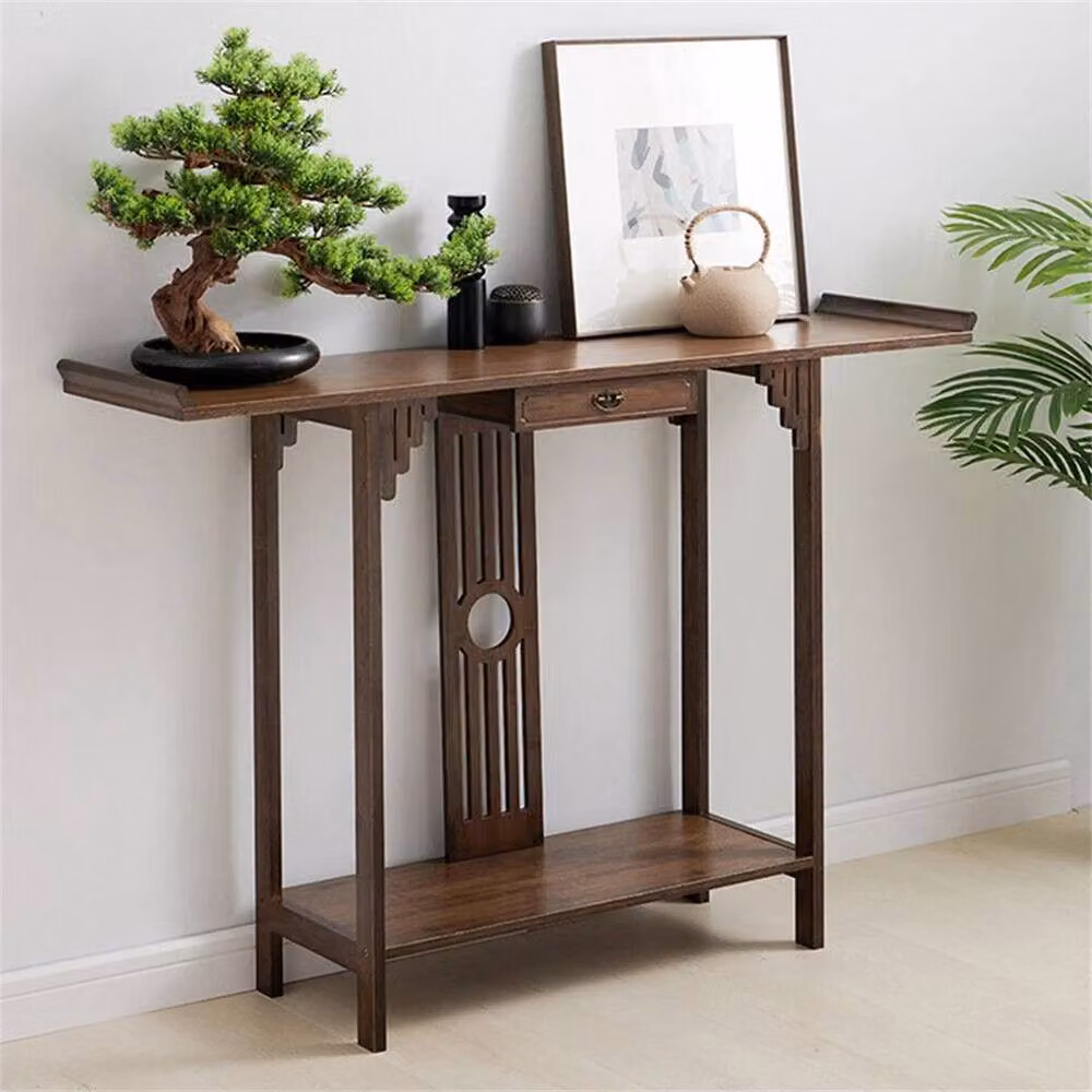 KORVIXA Rustic Brown Wood Entryway Console Table – 3