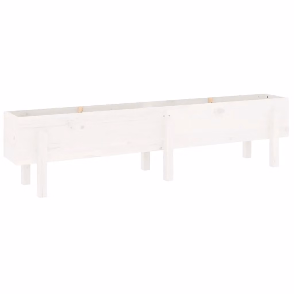 Berkfield Home Garden White Solid Wood Pine Raised Bed W: 160 cm, D: 30 cm, H: 38 cm – 2