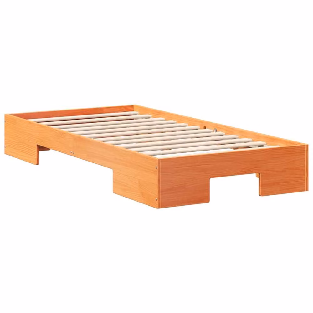 Berkfield Home Durable Solid Pine Wood Floor Bed Frame with Storage, Brown, W: 75 cm, L: 190 cm – 3