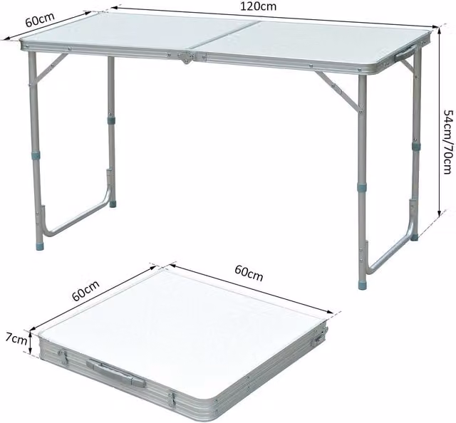 Outsunny Silver Metal Outdoor Folding Table