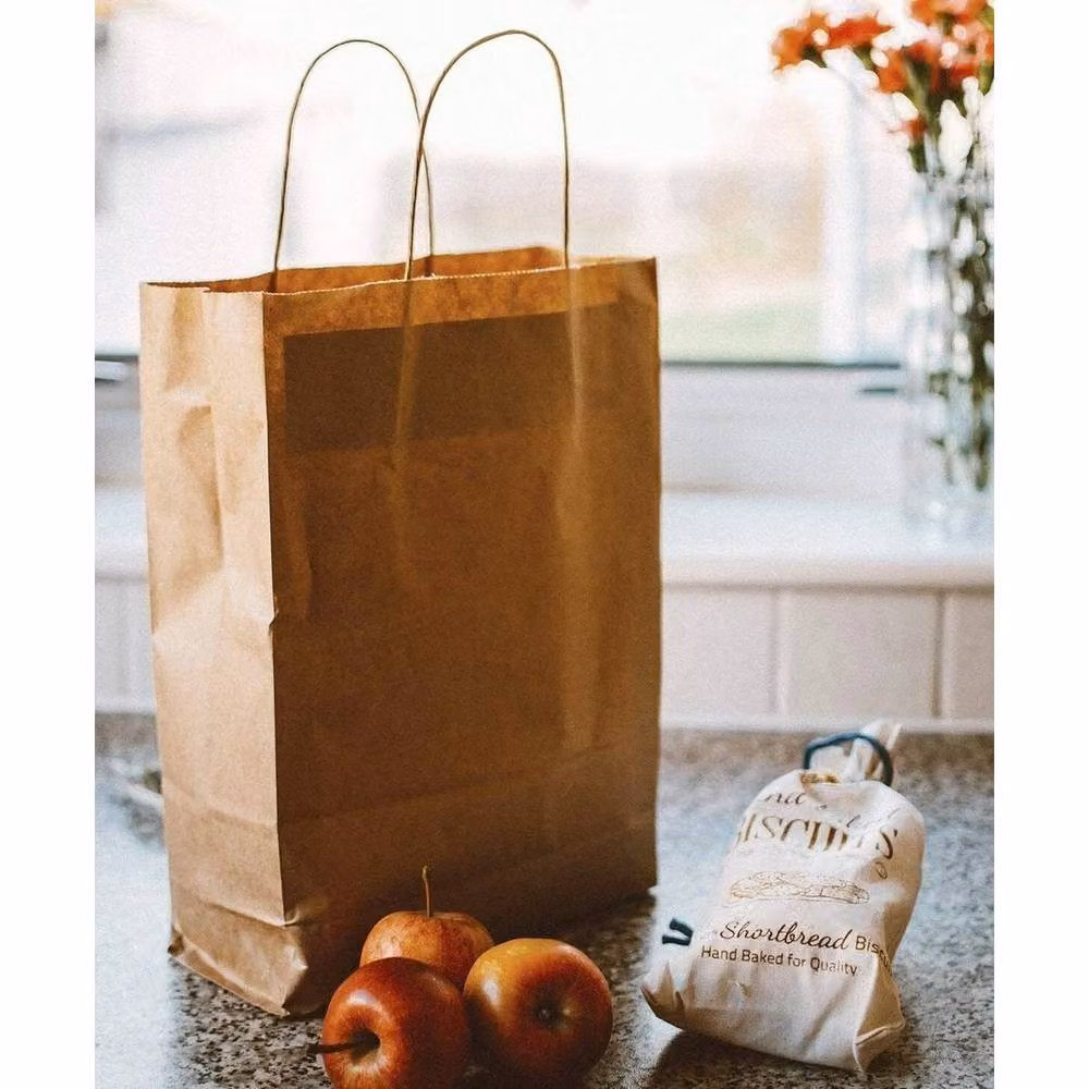 SPETLEK 50 Large Brown Kraft Paper Party Bags with Handles – 4