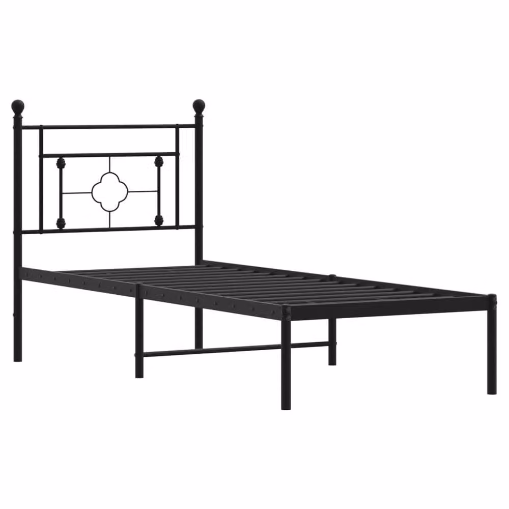 Berkfield Home Metal Bed Frame with Headboard, Black, W: 75 cm, L: 196 cm – 2
