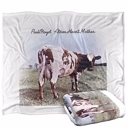 LOGOVISION Pink Floyd Atom Heart Mother Super Soft Fleece Throw Blanket, White, W/D/H: 152 x 127 cm – 1