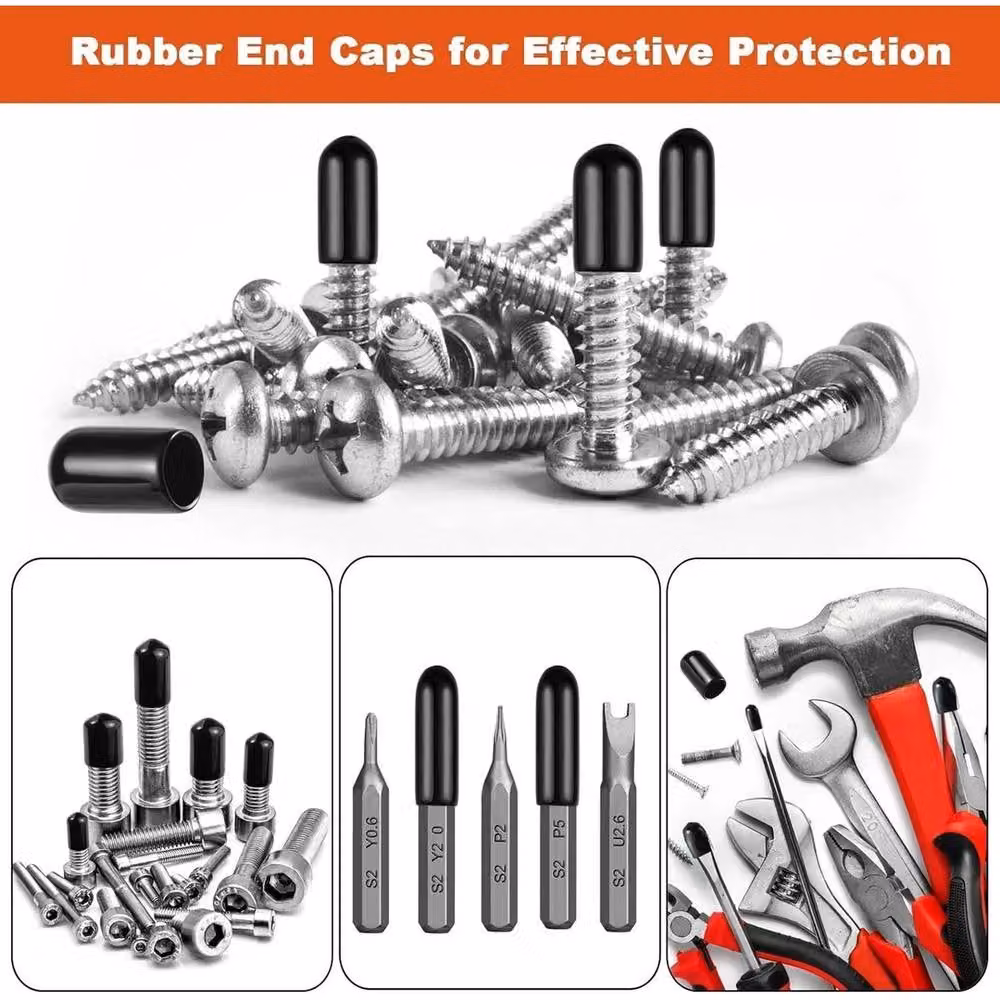 SPETLEK 250 Pieces of Black Round Rubber End Caps in 11 Sizes – 4