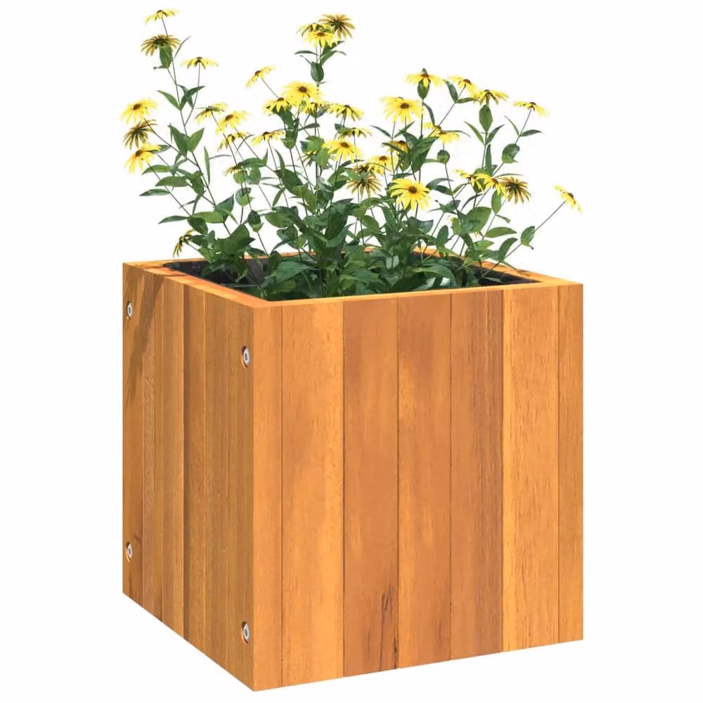Berkfield Home Brown Acacia Wood Garden Planter Tub W/D/H: 25 x 25 x 25 cm – 2