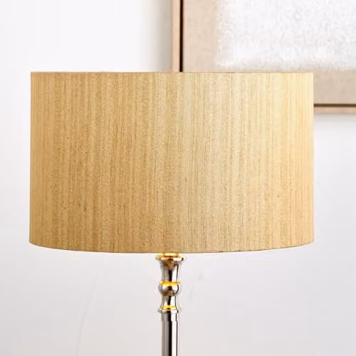 Pacific Lifestyle Modern Gold/Brass Slubbed Faux Silk Cylinder Lampshade, Diameter: 35 cm