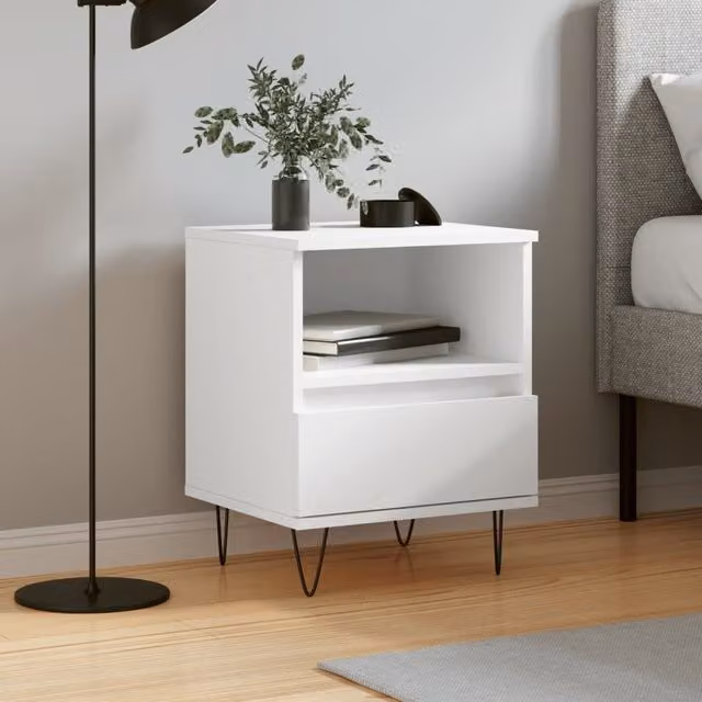 Berkfield Home White Modern Bedside Cabinet W/D/H: 40 x 35 x 50 cm – 1