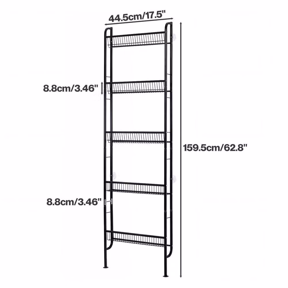 Levede Black Matt Metal 5-Tier Freestanding Bathroom Storage Rack – 3