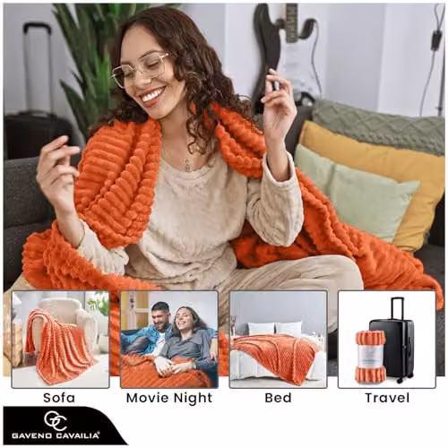 Gaveno Cavailia Rust Fleece Throw Blanket, W/D/H: 150 x 200 cm – 4