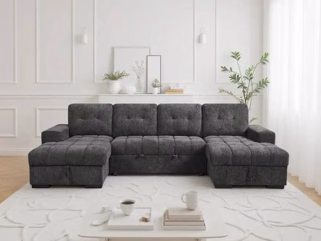 Beehive Furniture Porto L-Shape Sofa Bed in Grey Fabric – 1