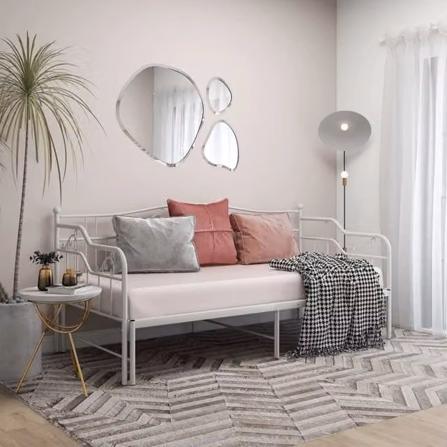 Berkfield Home White Metal Pull-out Sofa Bed Frame W/D/H: 90 x 200 cm