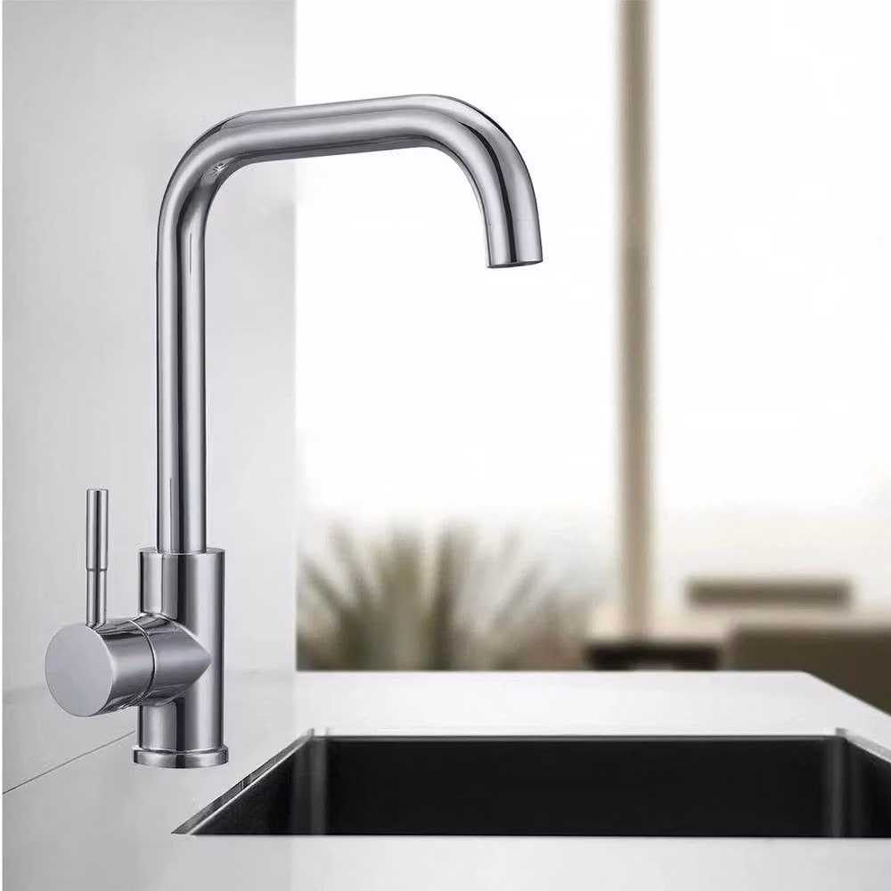 KORVIXA Single Lever Kitchen Mixer Tap with Pull Out Spout in Brushed Silver, W: 1000 cm, D: 52 cm – 2