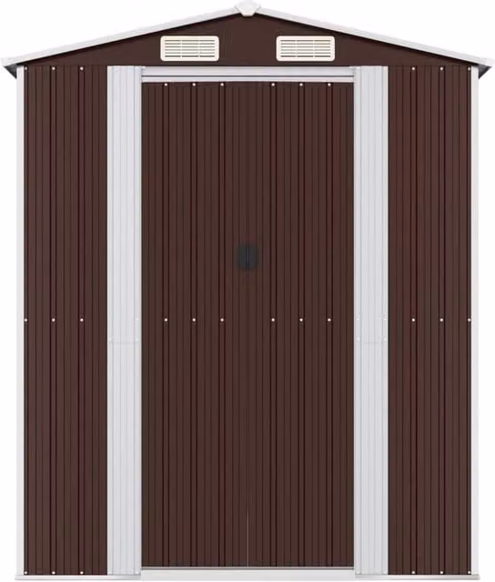 Berkfield Home Garden Shed in Dark Brown Galvanised Steel, W/D/H: 192 x 689 x 223 cm
