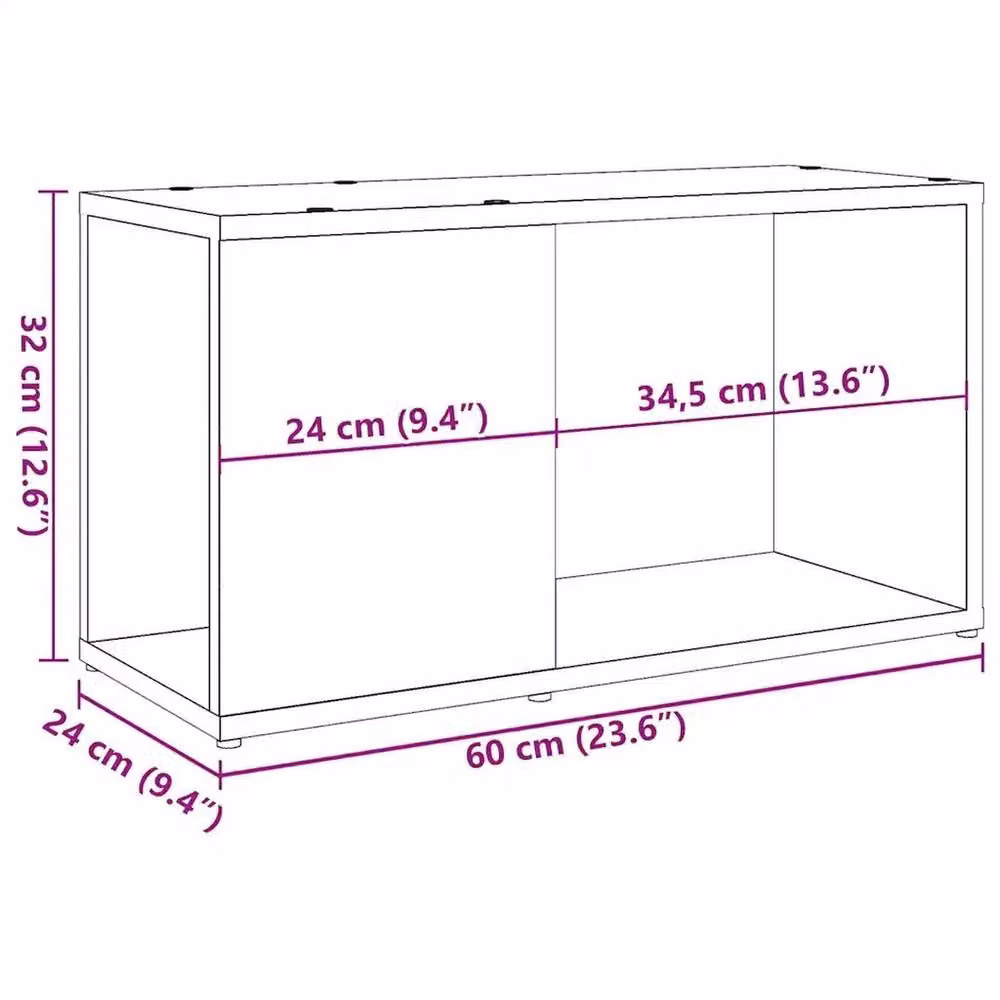 Kelvenix Artisan Oak TV Cabinet in Brown, W: 60 cm, D: 32 cm, H: 32 cm – 2