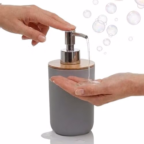 Orsina White and Grey Bamboo Fibre Lotion Dispenser with Refillable Pump, 300ml