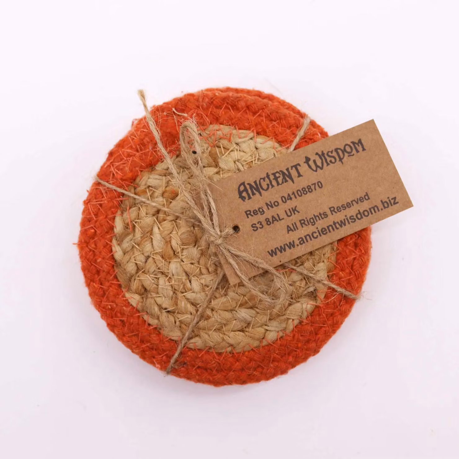 KDMD Natural Jute and Cotton Coaster Set of 4 with Red Clay Border, Diameter: 10 cm – 2