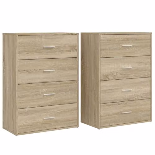 vidaXL Set of 2 Modern Sideboards in Sonoma Oak Brown, W/D/H: 60 x 31 x 84 cm