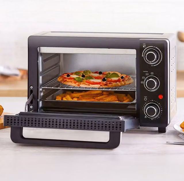 Tower 32 Litre Mini Oven with Hot Plates and Grill in Black and Silver
